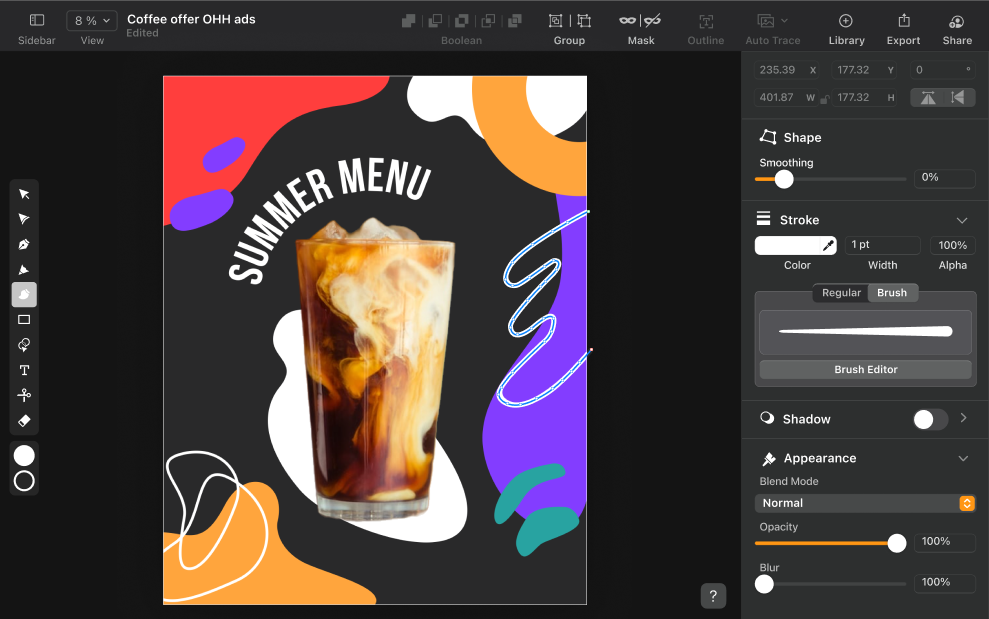 summer drink menu design mockup