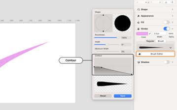 Brush tool editing contour