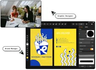 Image showing team working on Visiting cards with Curve UI