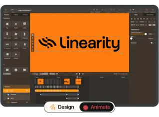 Still frame of Move UI showing the Linearity logo animated