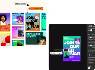 Curve UI showing the color tool, templates of social media