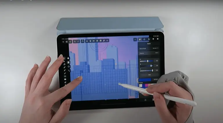 rows of buildings for background drawing on ipad with vectornator