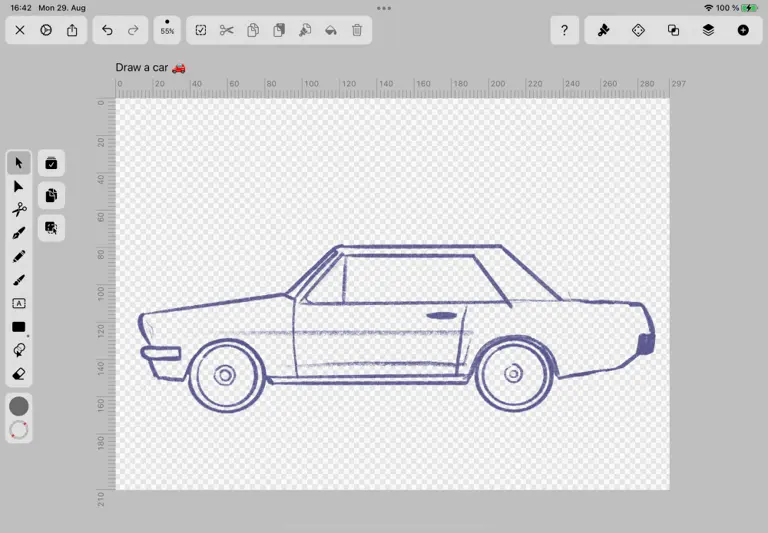 Preparing a drawing document on Vectornator