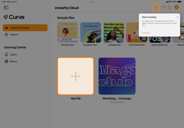 Quick tour -create new document iPad