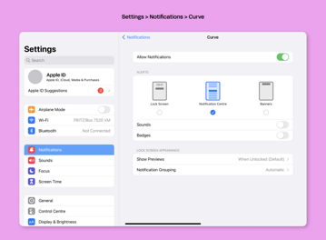 notifications from system settings