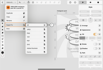 Virtual AR export