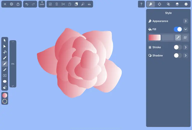 drawing of rose on vectornator
