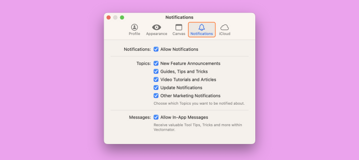 notification settings topics