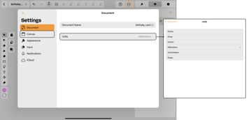document units settings
