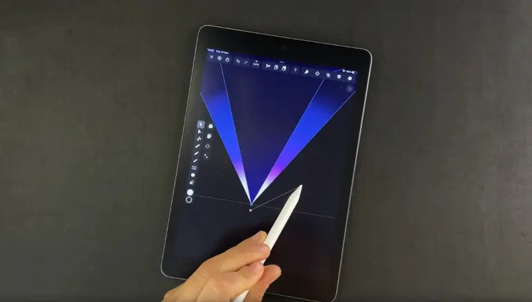 Hand with stylus near a completed diamond graphic on a tablet screen