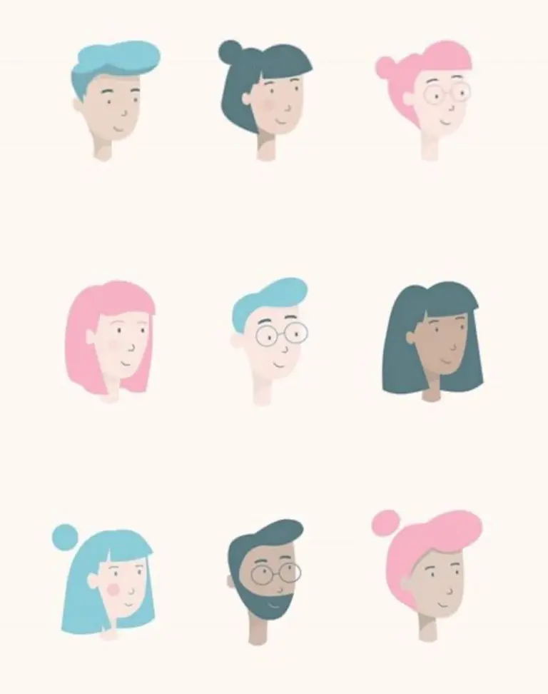 Character illustrations made in Linearity Curve