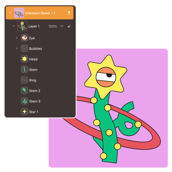Animate a drawing flower