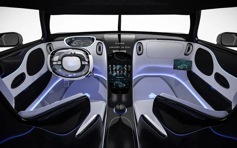 Dark imagery and luxury: black sports car interior