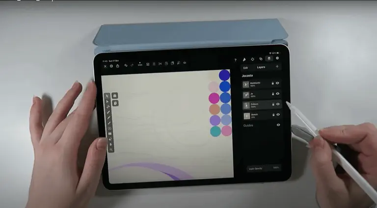 choosing color palette for character on ipad with vectornator