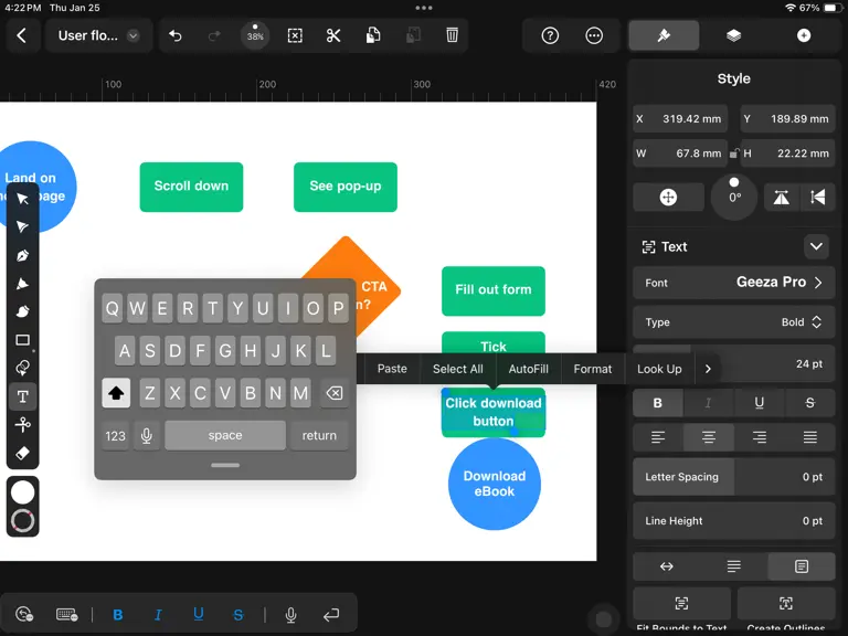 User action download in user flow diagram Linearity Curve