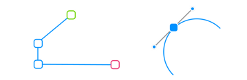Bézier coloured nodes