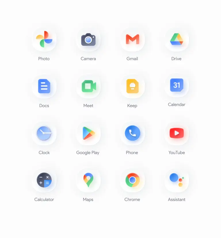 App icons for Google services including Gmail, Drive, and Maps