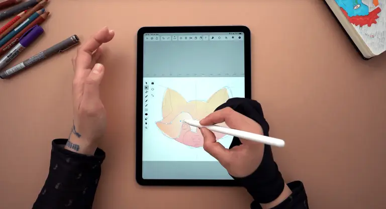 Using gradients drawing red panda using Vectornator