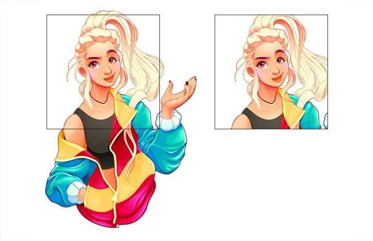 Drawing of a girl with bright colors