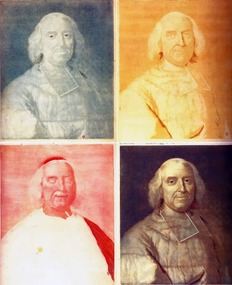 Four images of a portrait in four different colors