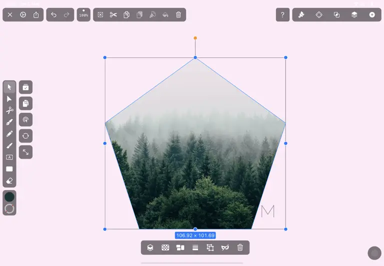 Clipping mask with clipped image in Vectornator
