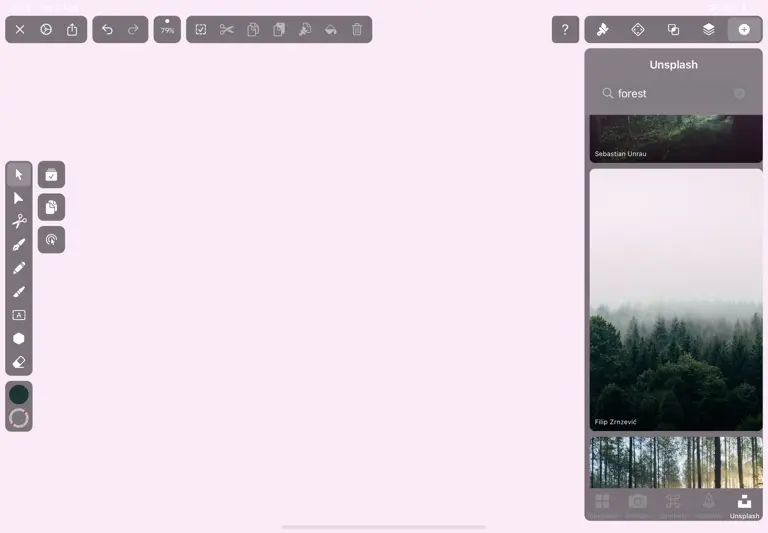 Choosing an Unsplash image on Vectornator