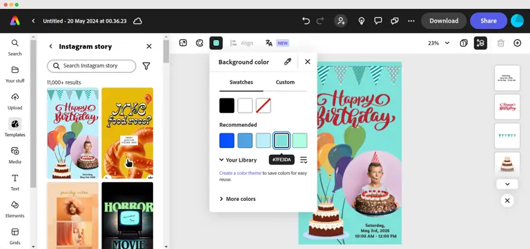 Adobe Express design progress
