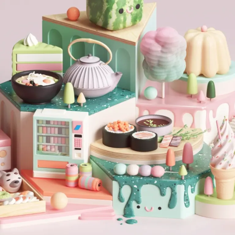 3D candy anthropomorphic illustration