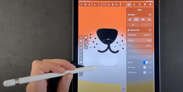 A screenshot of artist drawing a tiger chin in Vectornator