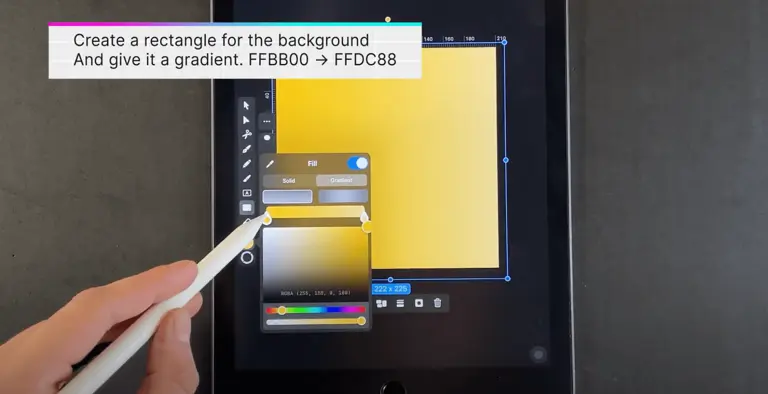 A screenshot of an iPad showing how to create a background in Vectornator