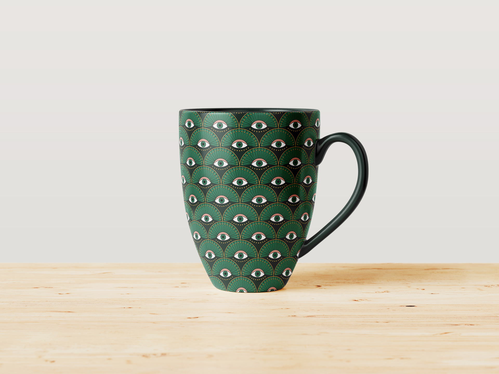 Geometric-inspired design on mug