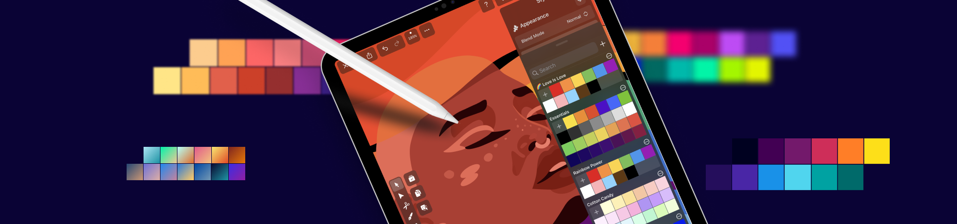 Digital tablet with stylus and color palettes