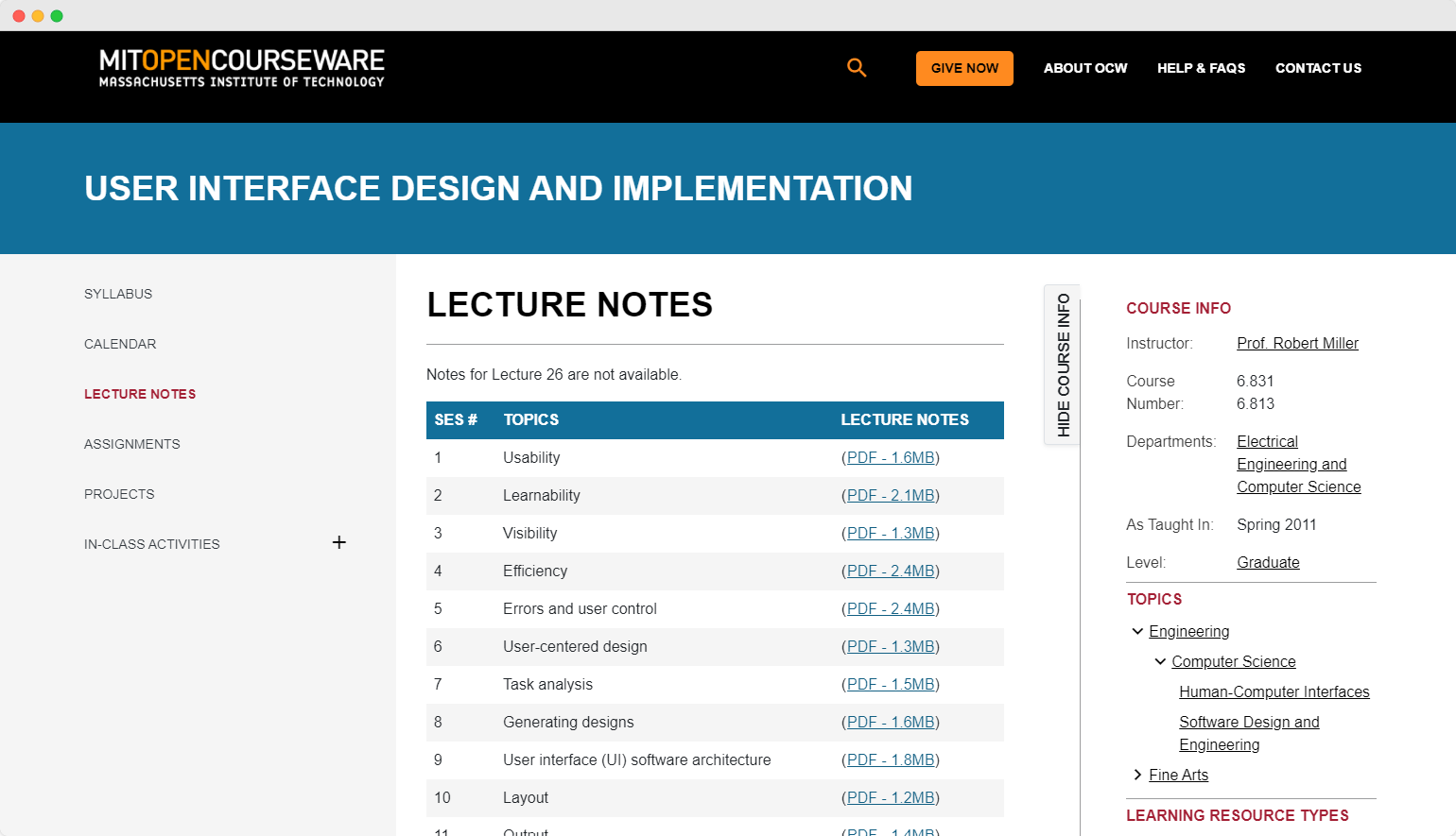Graphic Design Courses - MIT Open Courseware