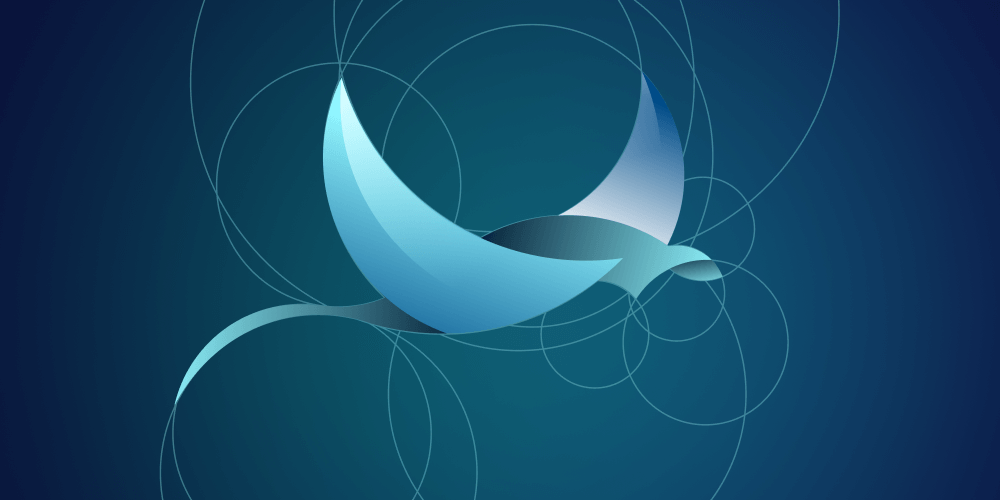 Abstract graphic design with blue shapes