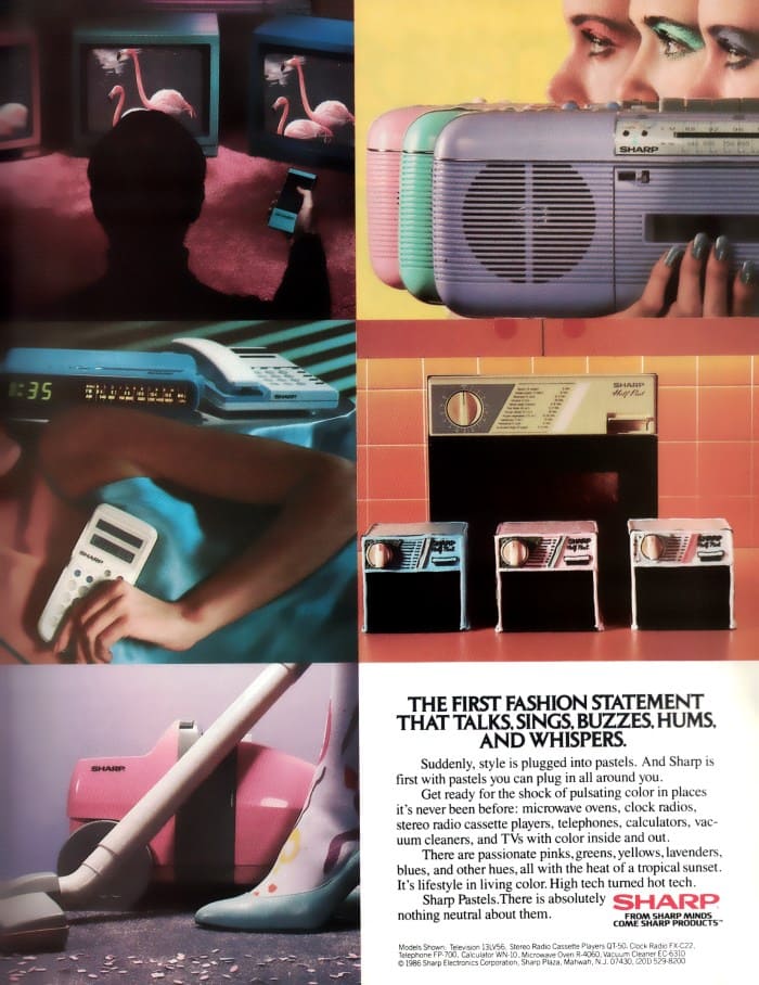 80s ad with pastel colored theme