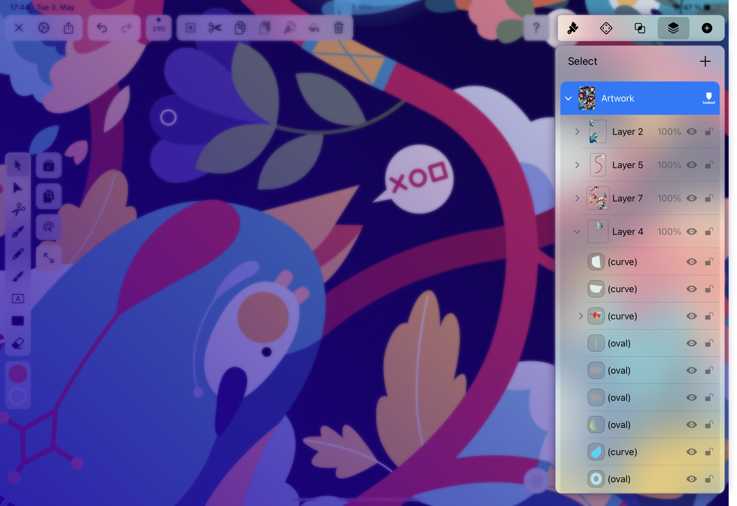 Digital illustration workspace with layers panel