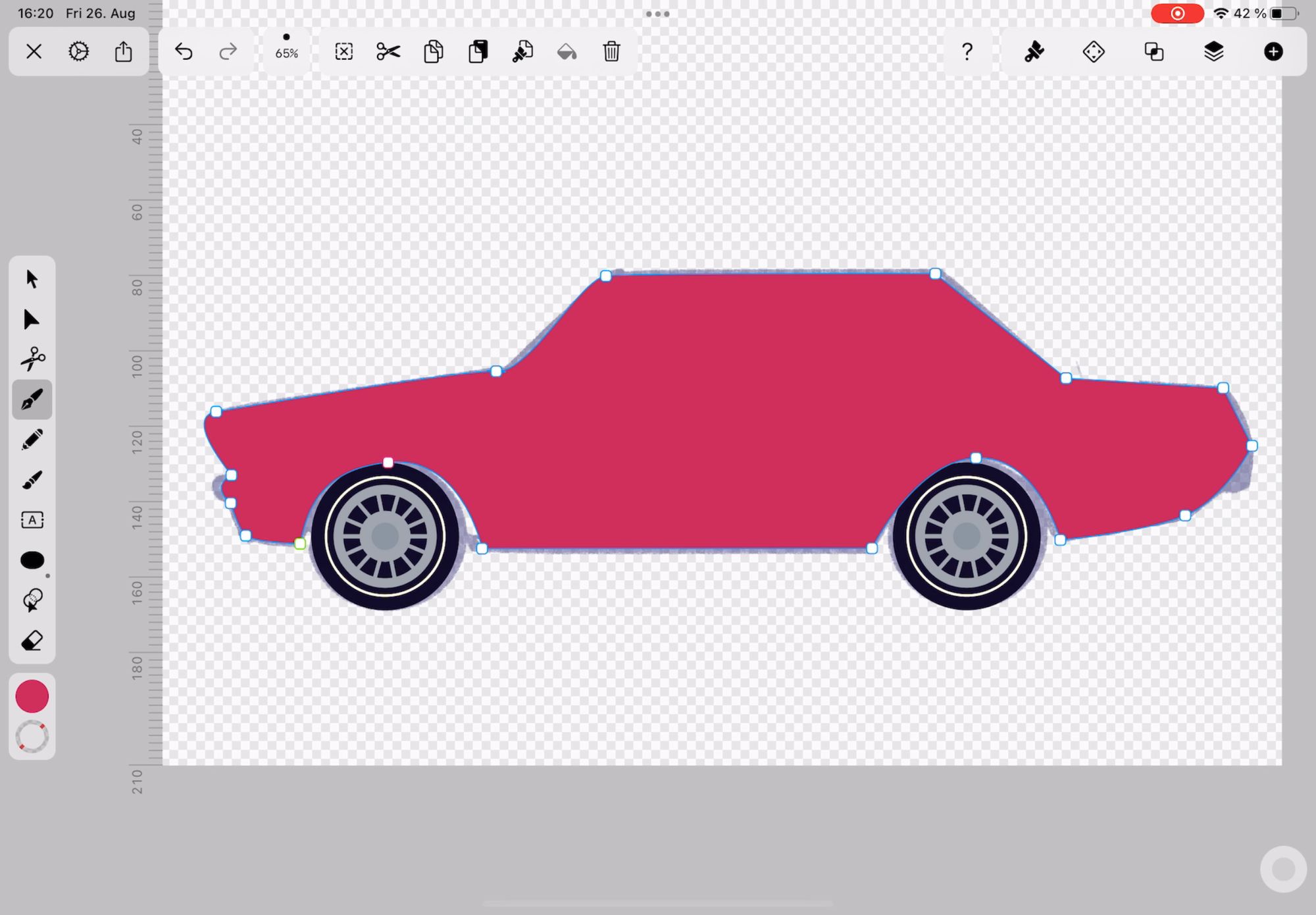 Drawing a car body shape in Vectornator