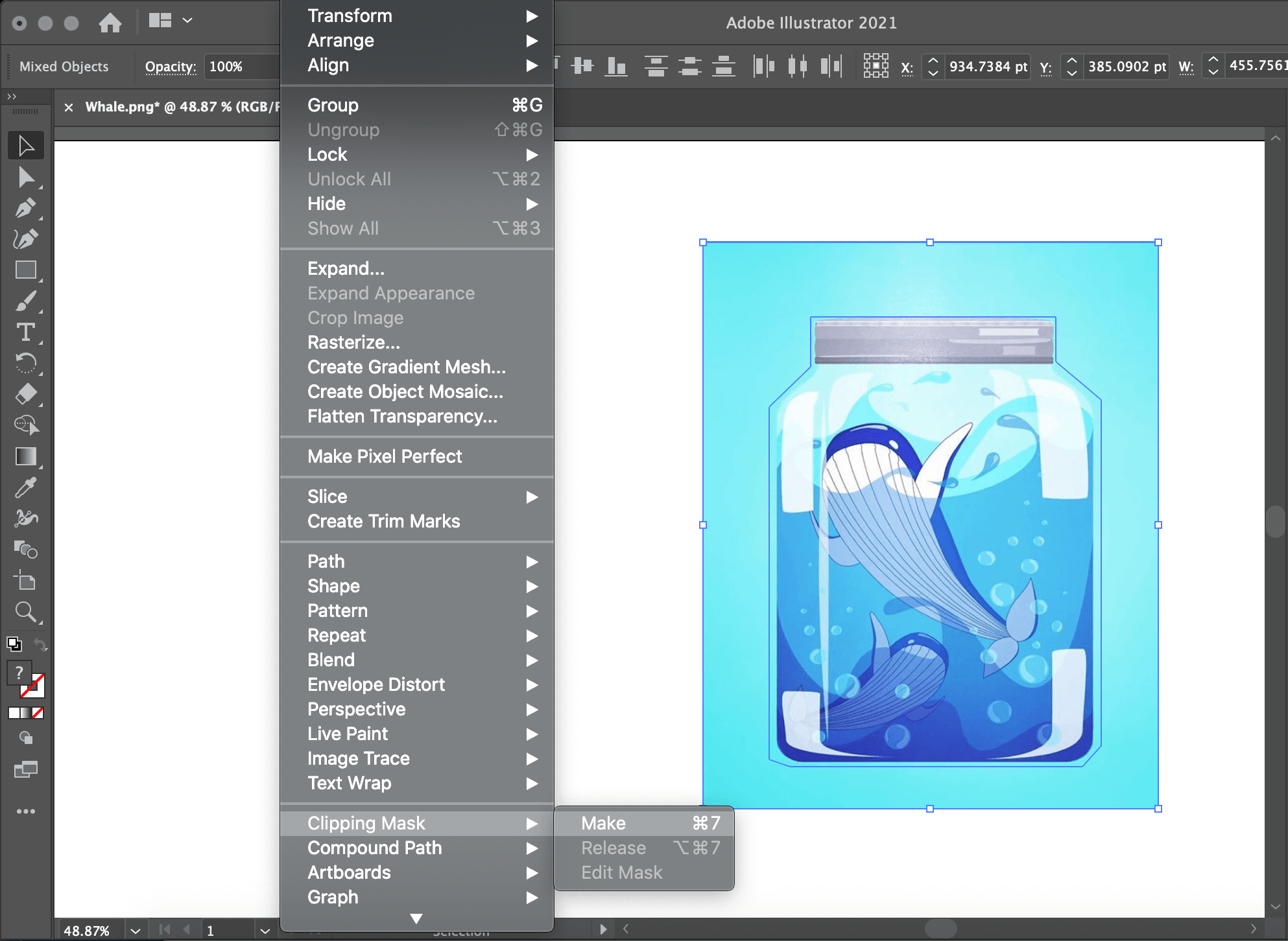 Making a clipping mask in illustrator