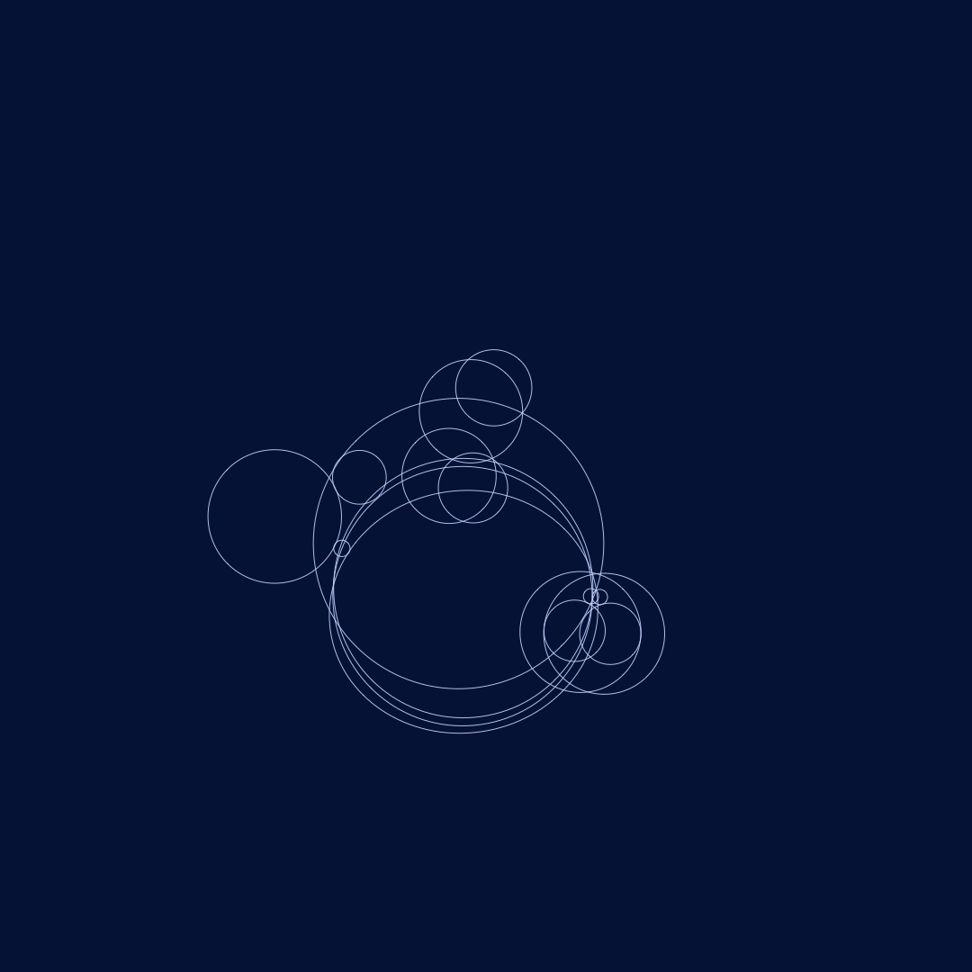 Minimalist design of overlapping circles on a dark background