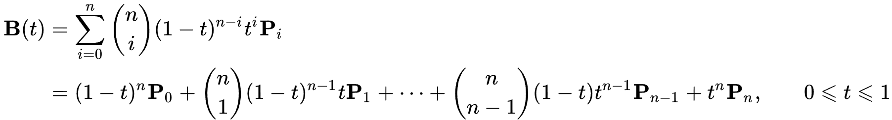 Bezier curve mathematical equation