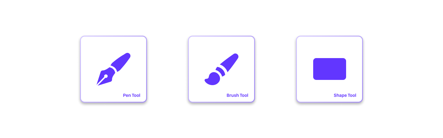 Pen Tool, Brush Tool, and Shape Tool
