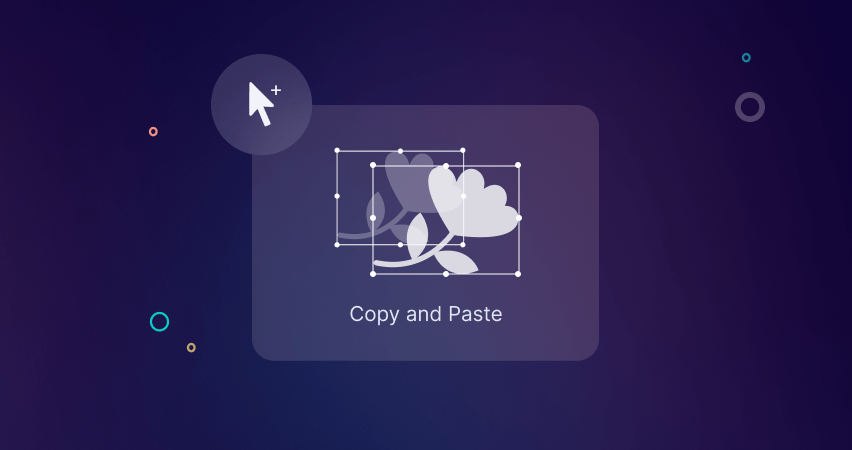 Graphic design interface with a 'Copy and Paste' function icon