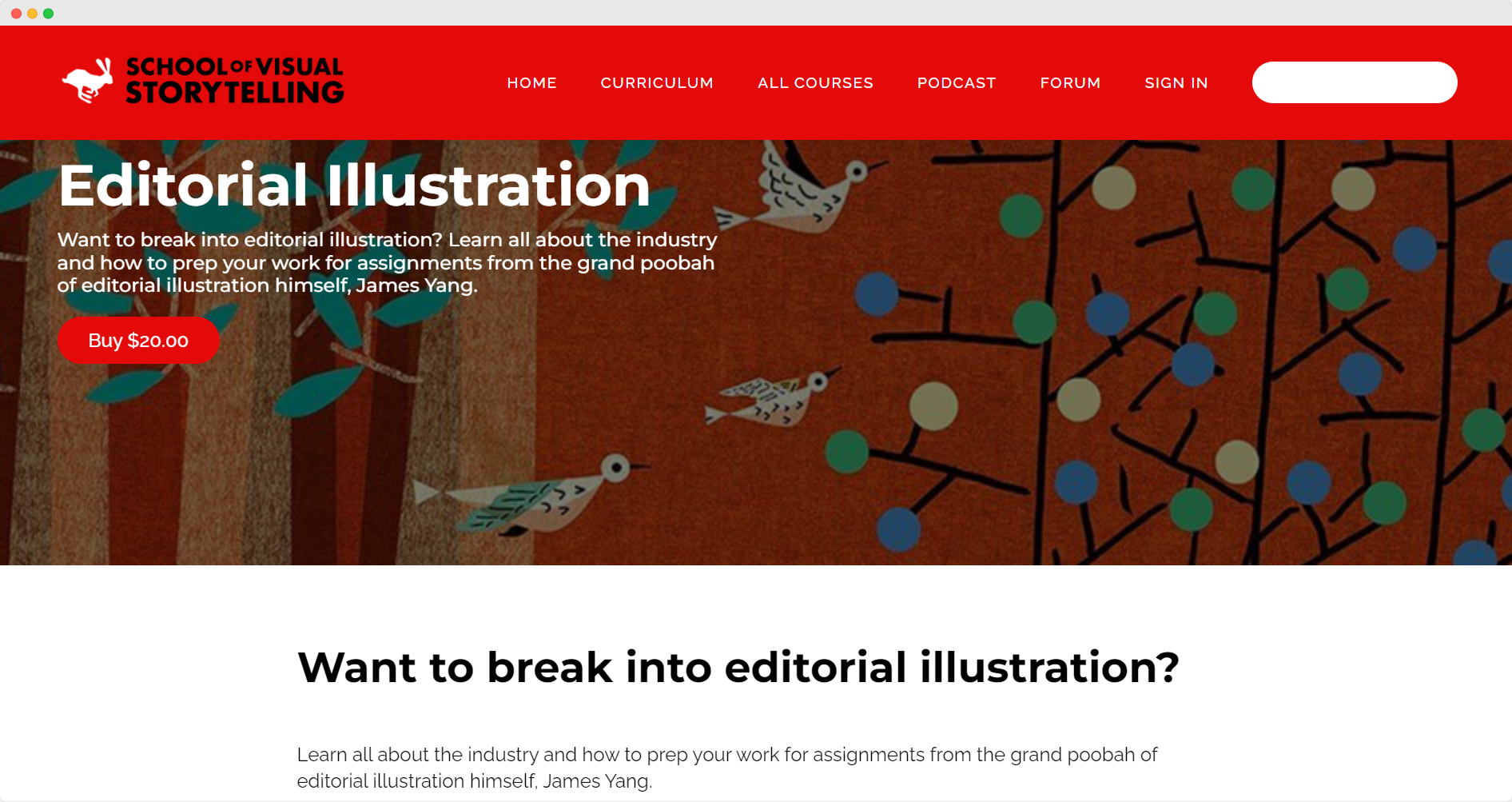 School of Visual Storytelling online illustration course