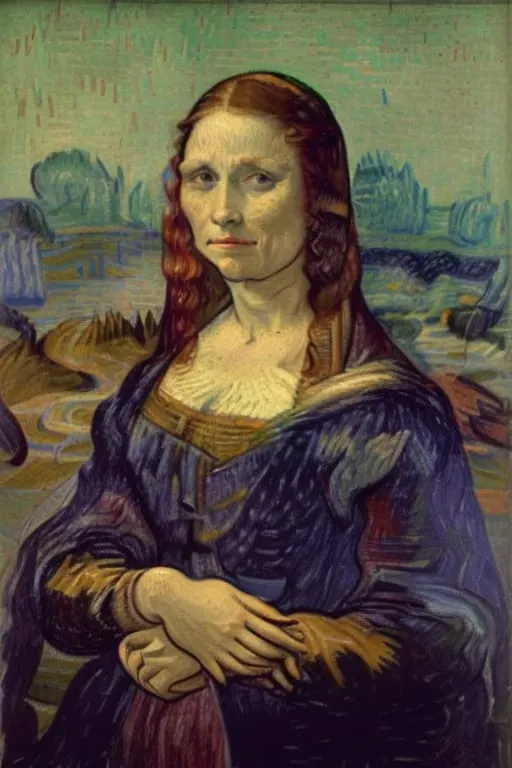 Mona Lisa reimagined in Van Gogh's painting style
