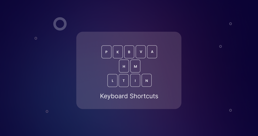Design tool interface displaying keyboard shortcuts