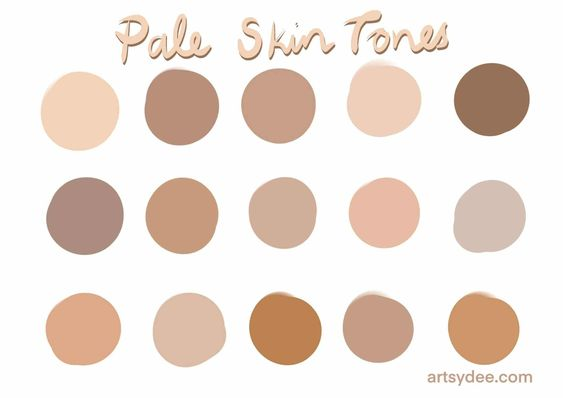 Variety of pale skin tone color samples.