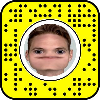 Snapchat code with a distorted face in the center.