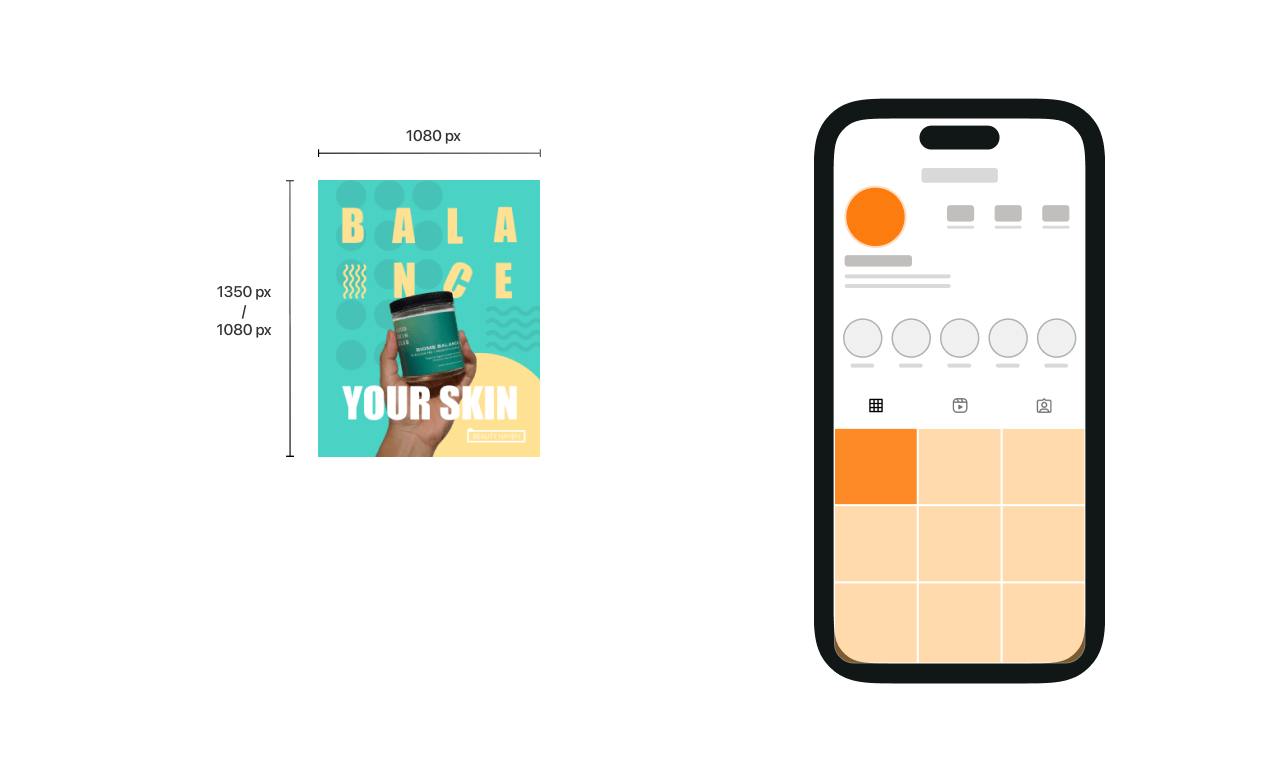 Skin care product ad and mobile interface layout.