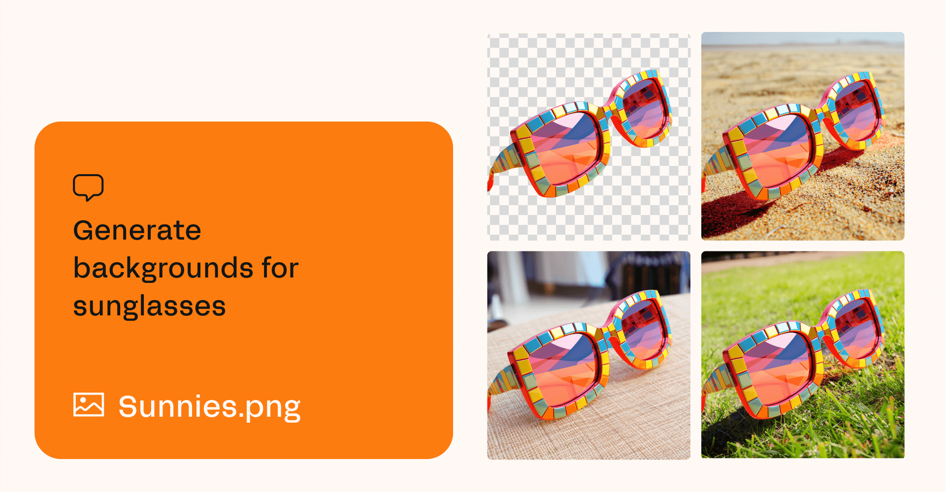 Software interface for generating backgrounds for a sunglasses image