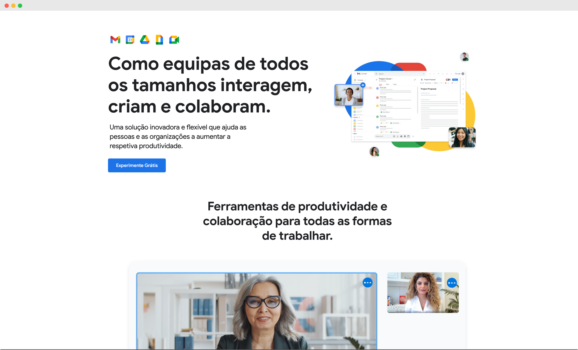 Portuguese Monday.com webpage showing productivity tools and team collaboration